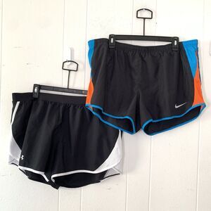 Nike & Under Armour Womens 2XL Shorts Athletic Running Black Mesh Brief Liner